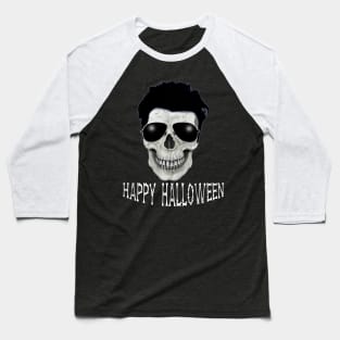 Spooky Funny Happy Halloween Skull with Sunglasses Baseball T-Shirt